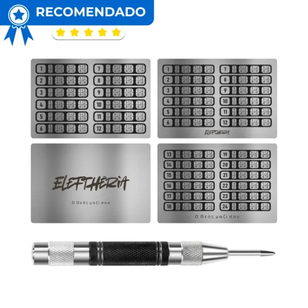 Combo Duas Cold Wallets Aço 12 e 24 Palavras + Punção Automático | Eleftheria™